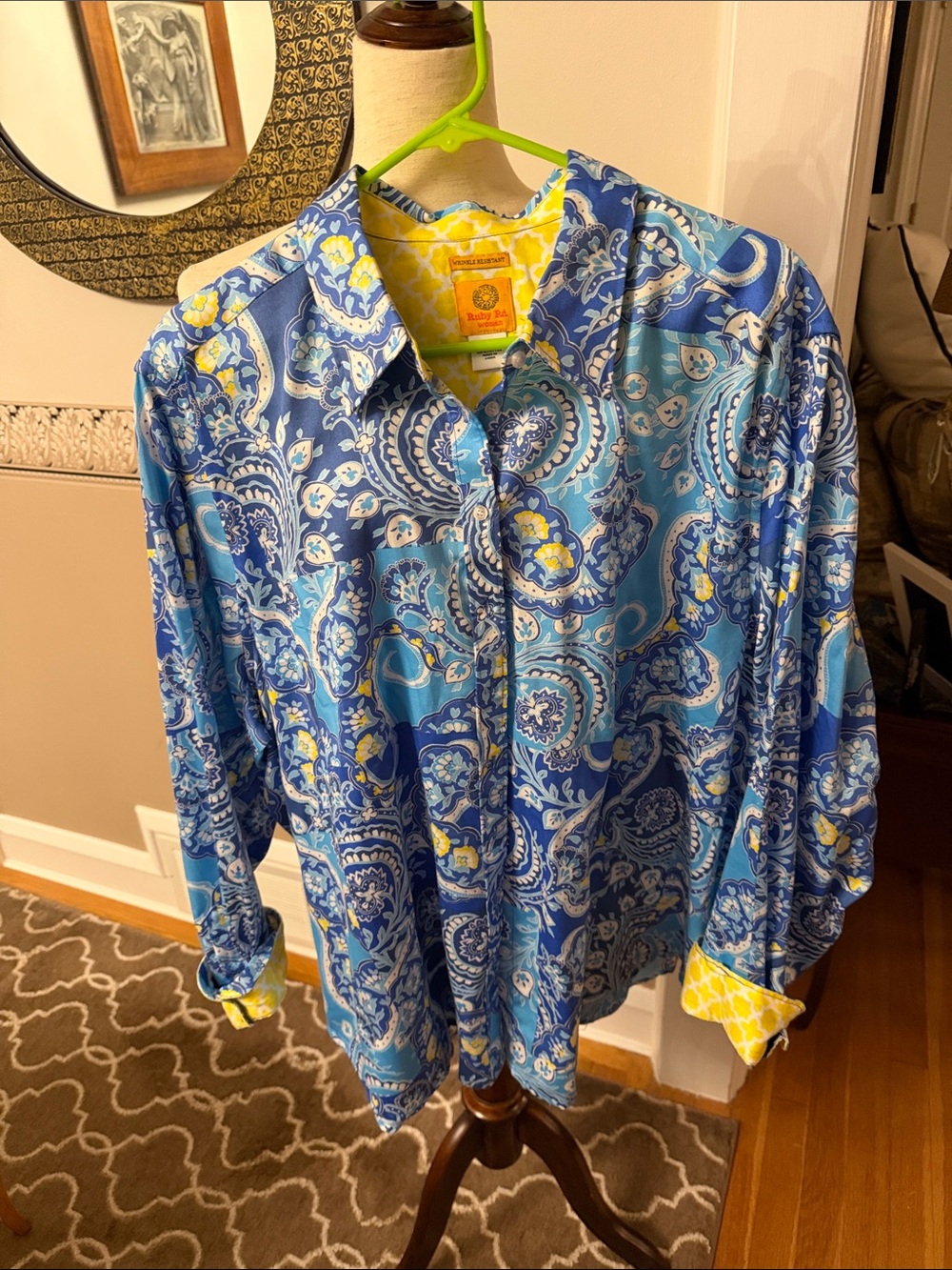 Ruby Rd woman Blue Paisley Long-Sleeve Shirt size 24w new never worn